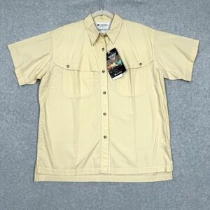 Columbia PFG Top Womens Medium Herz Island Butter Yellow Vented Short Sleeve NWT